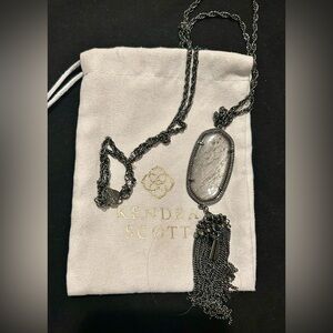 Kendra Scott Necklace - Black chain, Tassel, Dark-Rare